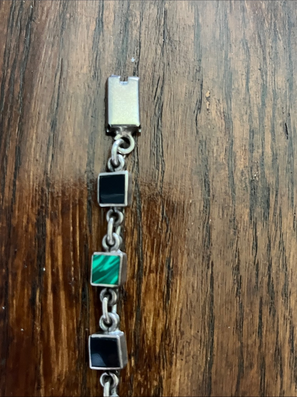 Mexico 925 Silver Geometric Green & Black Bracelet - Picture 2 of 15